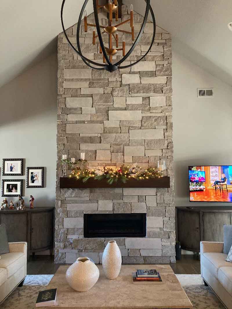 natural stone indoor fireplace